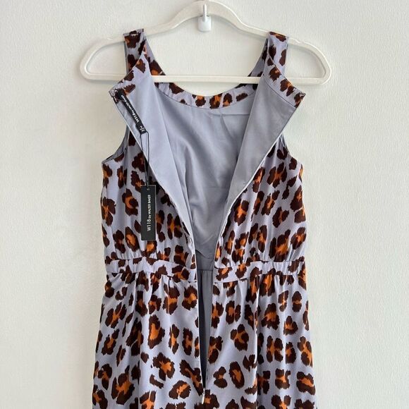W118 Walter Baker Bold Blue Leopard Print Sleeveless Midi Cocktail Dress Small - Picture 8 of 13